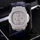 Copy Patek Philippe Nautilus Chrono Watches Full Diamonds Leather Strap (2)_th.jpg